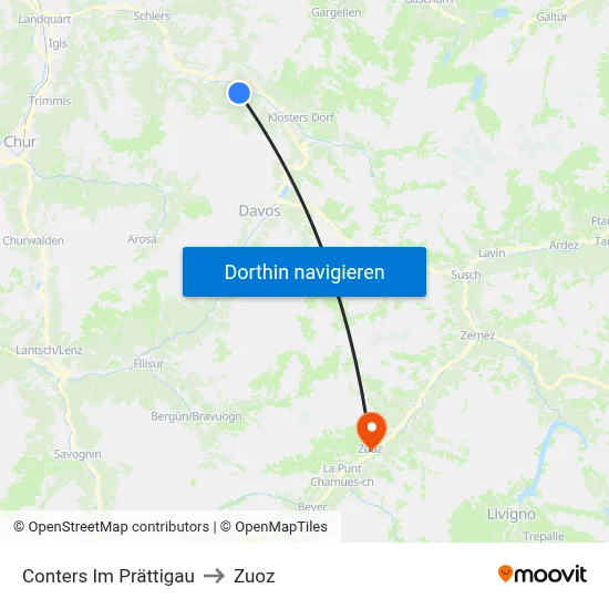 Conters Im Prättigau to Zuoz map