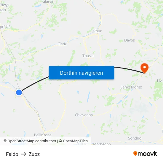 Faido to Zuoz map