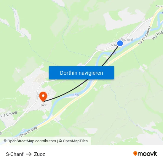 S-Chanf to Zuoz map