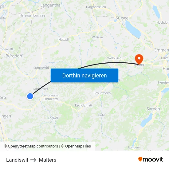 Landiswil to Malters map