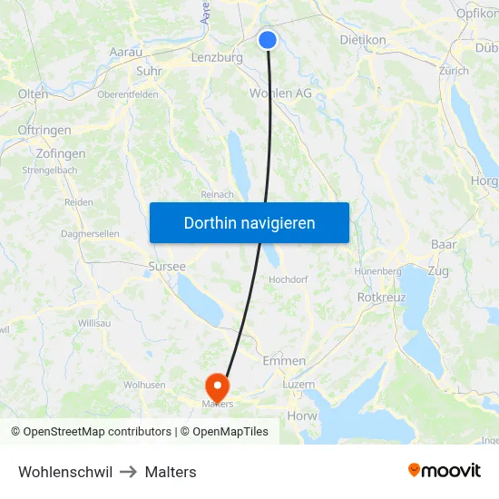 Wohlenschwil to Malters map