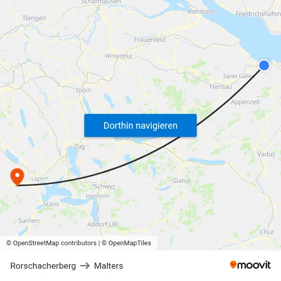 Rorschacherberg to Malters map