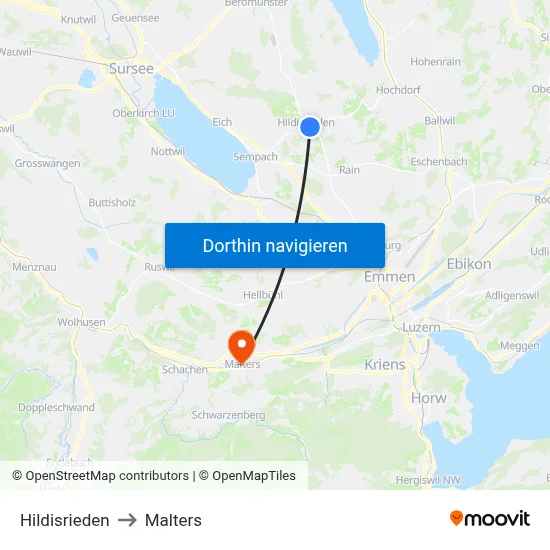 Hildisrieden to Malters map