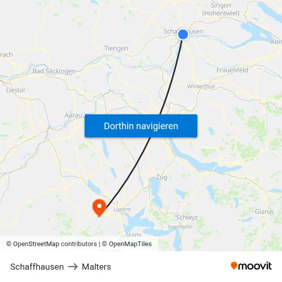 Schaffhausen to Malters map