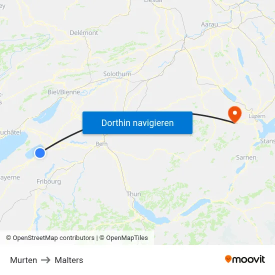 Murten to Malters map