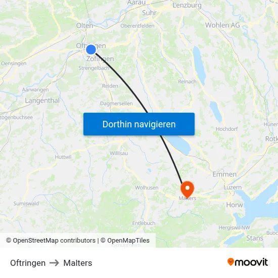 Oftringen to Malters map