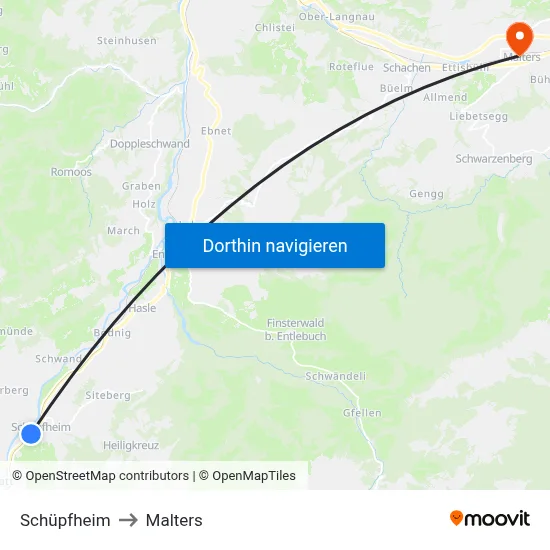 Schüpfheim to Malters map