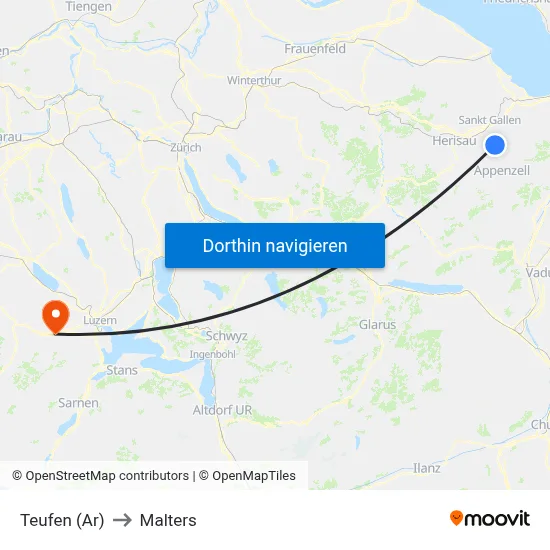 Teufen (Ar) to Malters map