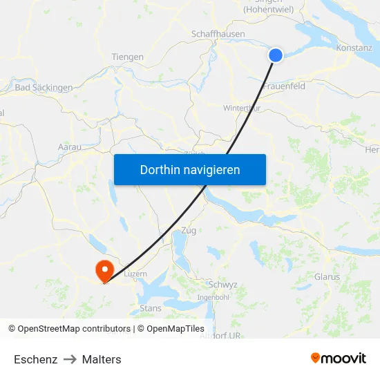 Eschenz to Malters map