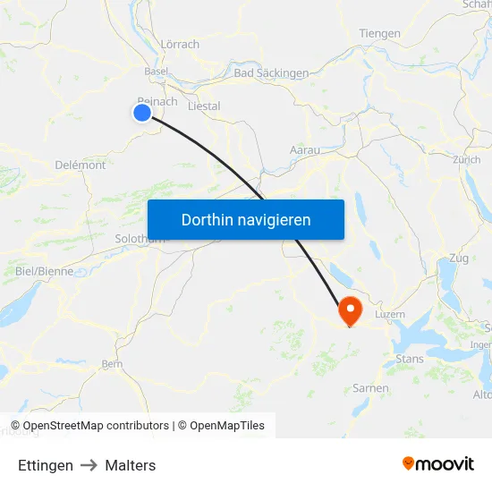 Ettingen to Malters map