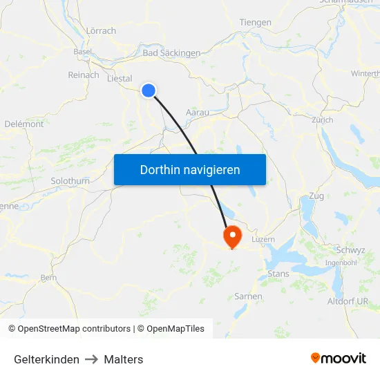 Gelterkinden to Malters map