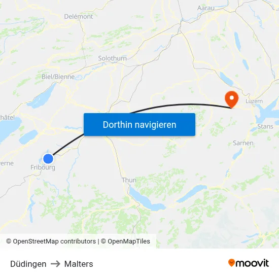 Düdingen to Malters map