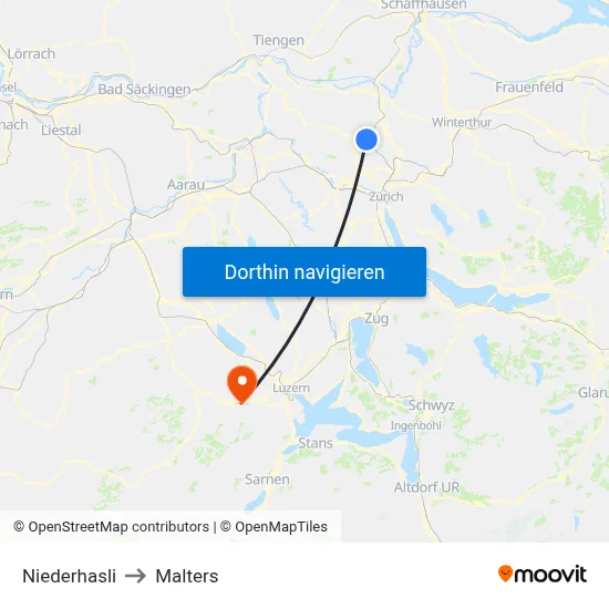 Niederhasli to Malters map