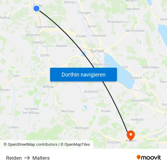 Reiden to Malters map