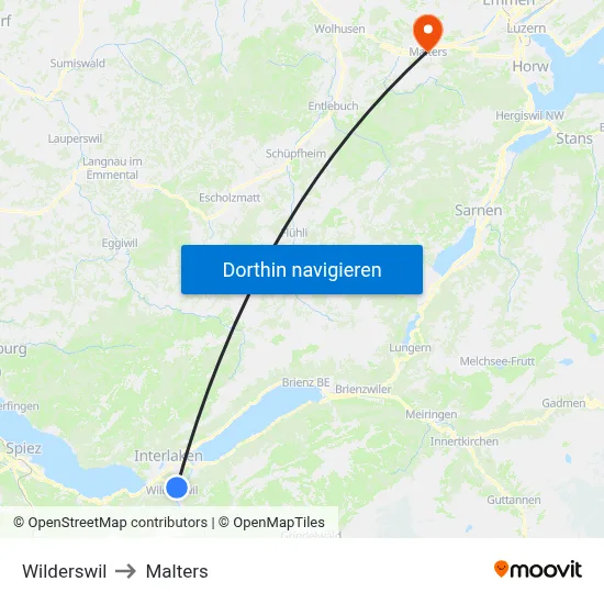 Wilderswil to Malters map