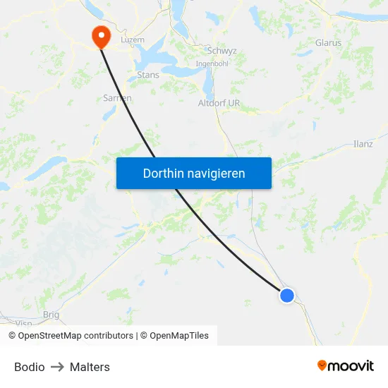 Bodio to Malters map