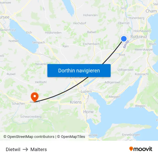 Dietwil to Malters map