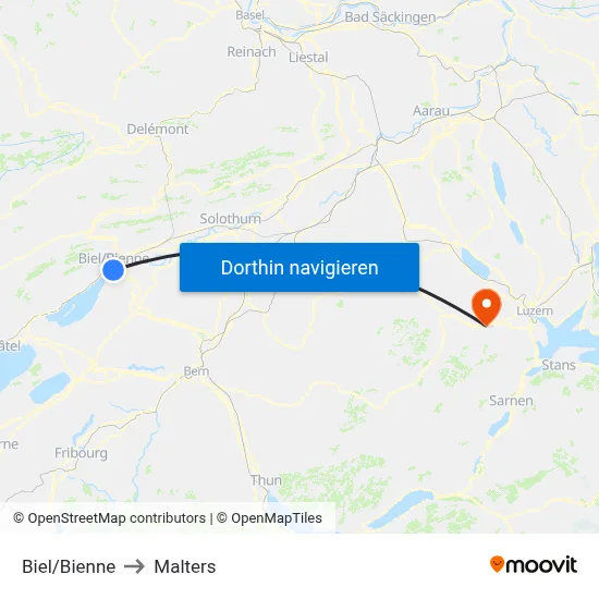 Biel/Bienne to Malters map