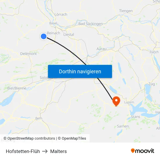 Hofstetten-Flüh to Malters map