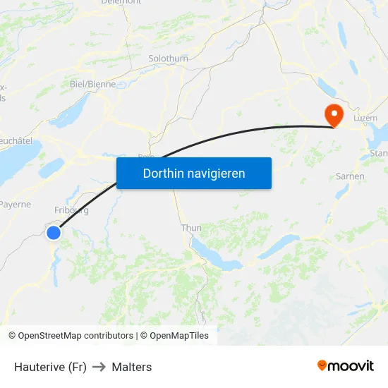 Hauterive (Fr) to Malters map