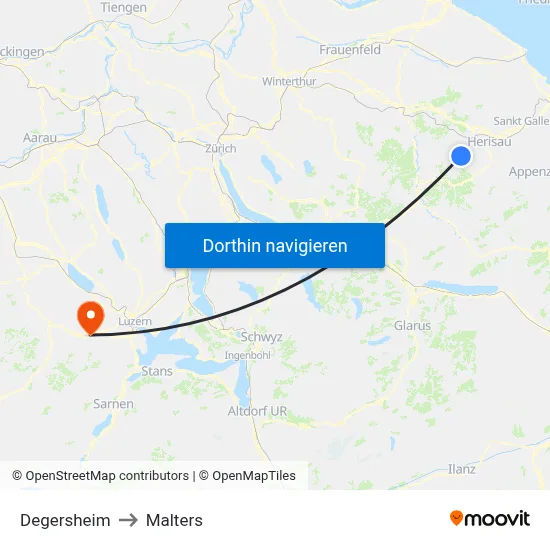 Degersheim to Malters map