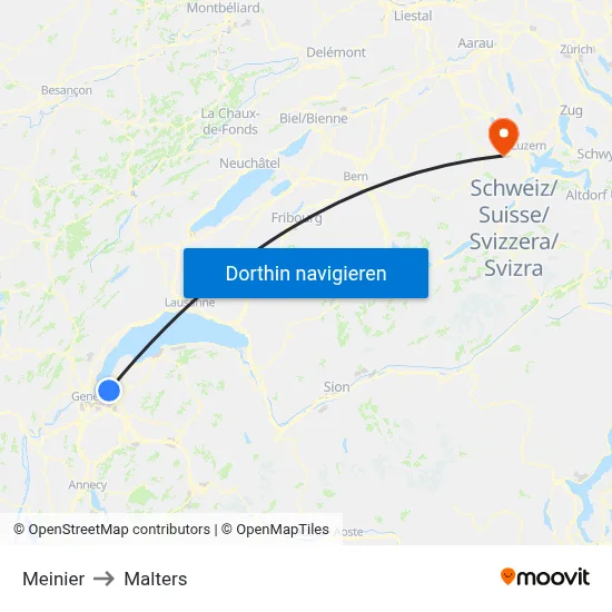 Meinier to Malters map