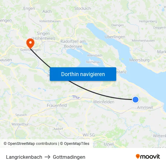 Langrickenbach to Gottmadingen map
