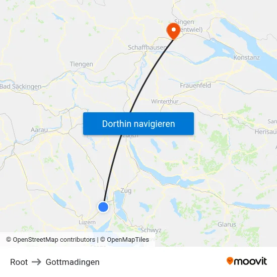 Root to Gottmadingen map