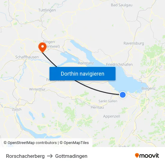 Rorschacherberg to Gottmadingen map