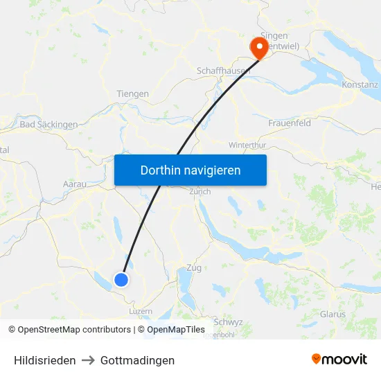 Hildisrieden to Gottmadingen map