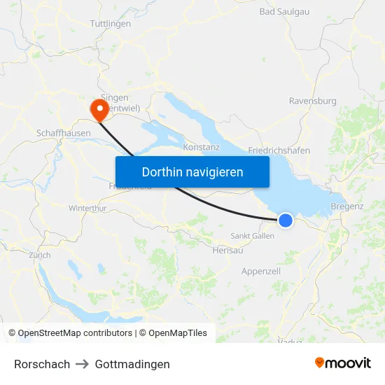 Rorschach to Gottmadingen map