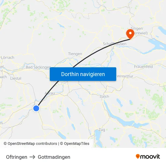 Oftringen to Gottmadingen map