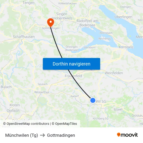 Münchwilen (Tg) to Gottmadingen map