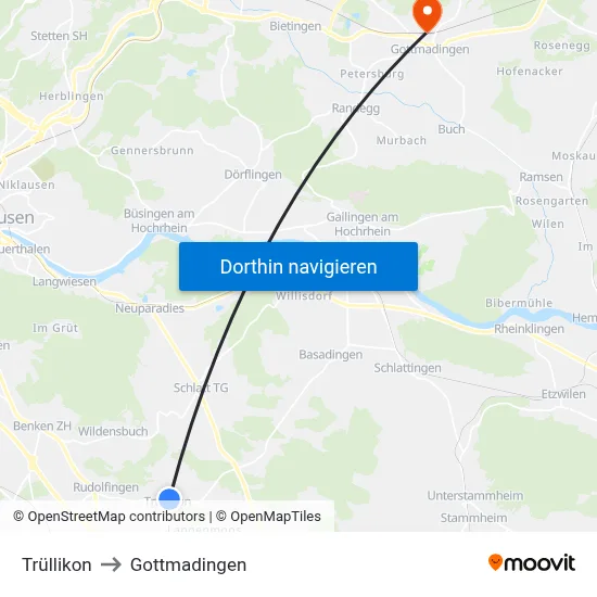 Trüllikon to Gottmadingen map