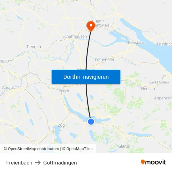 Freienbach to Gottmadingen map