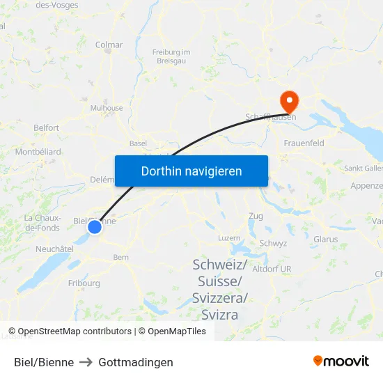 Biel/Bienne to Gottmadingen map