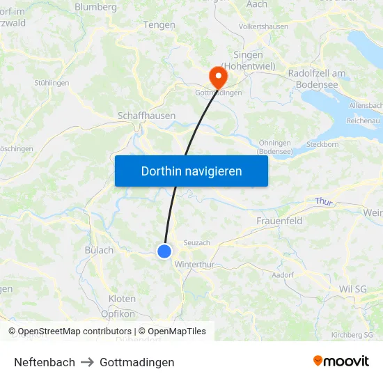 Neftenbach to Gottmadingen map