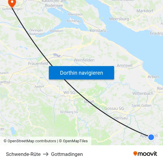 Schwende-Rüte to Gottmadingen map
