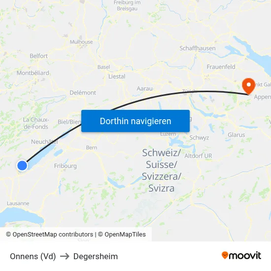 Onnens (Vd) to Degersheim map