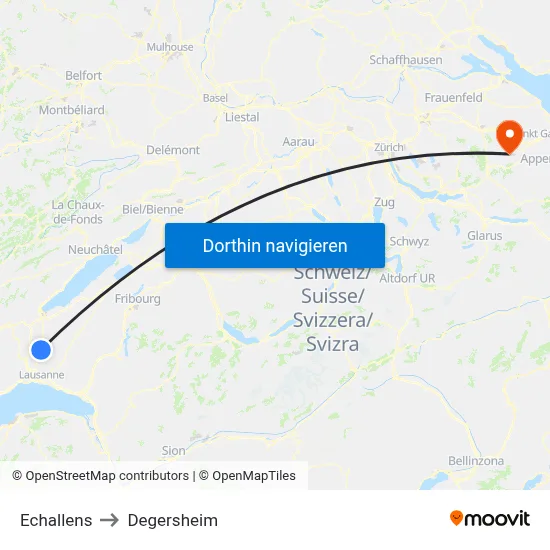 Echallens to Degersheim map