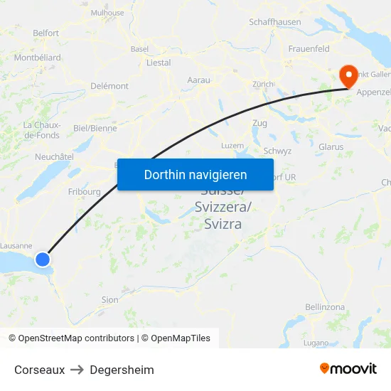 Corseaux to Degersheim map