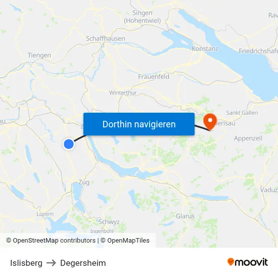 Islisberg to Degersheim map