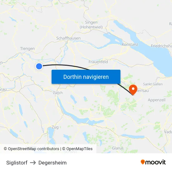 Siglistorf to Degersheim map