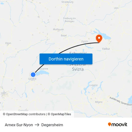 Arnex-Sur-Nyon to Degersheim map