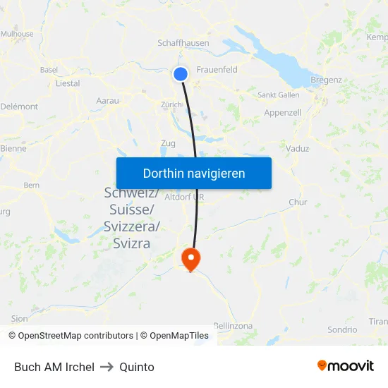 Buch AM Irchel to Quinto map