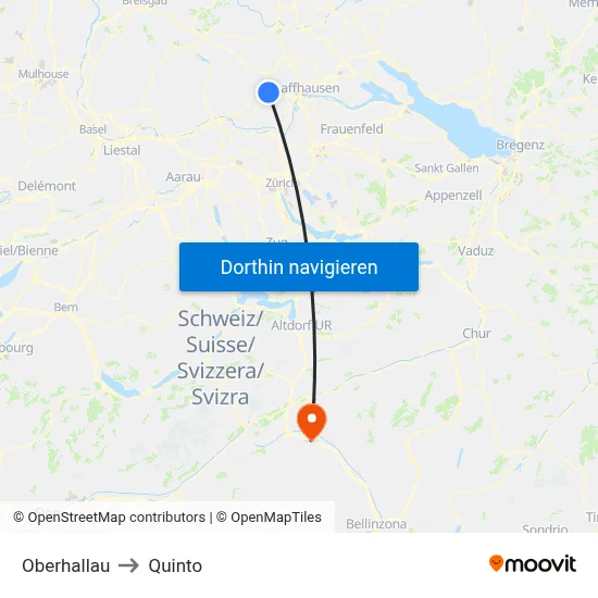 Oberhallau to Quinto map