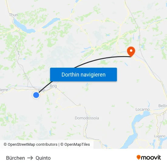 Bürchen to Quinto map