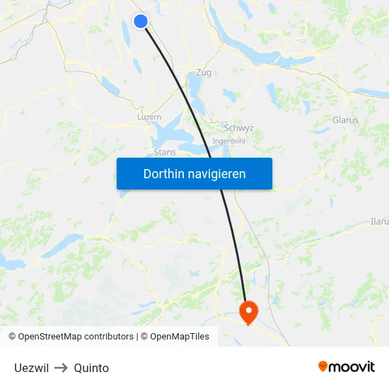Uezwil to Quinto map