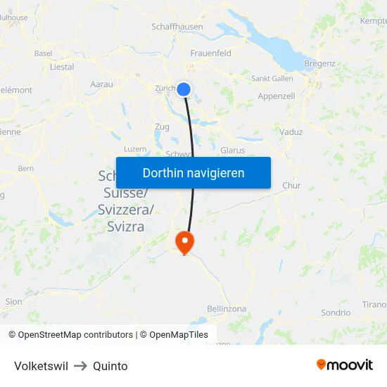 Volketswil to Quinto map