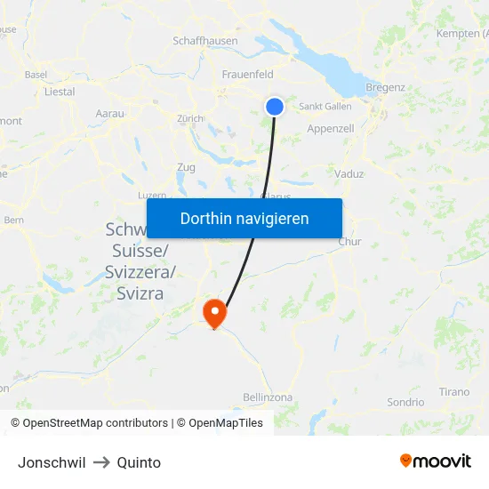 Jonschwil to Quinto map